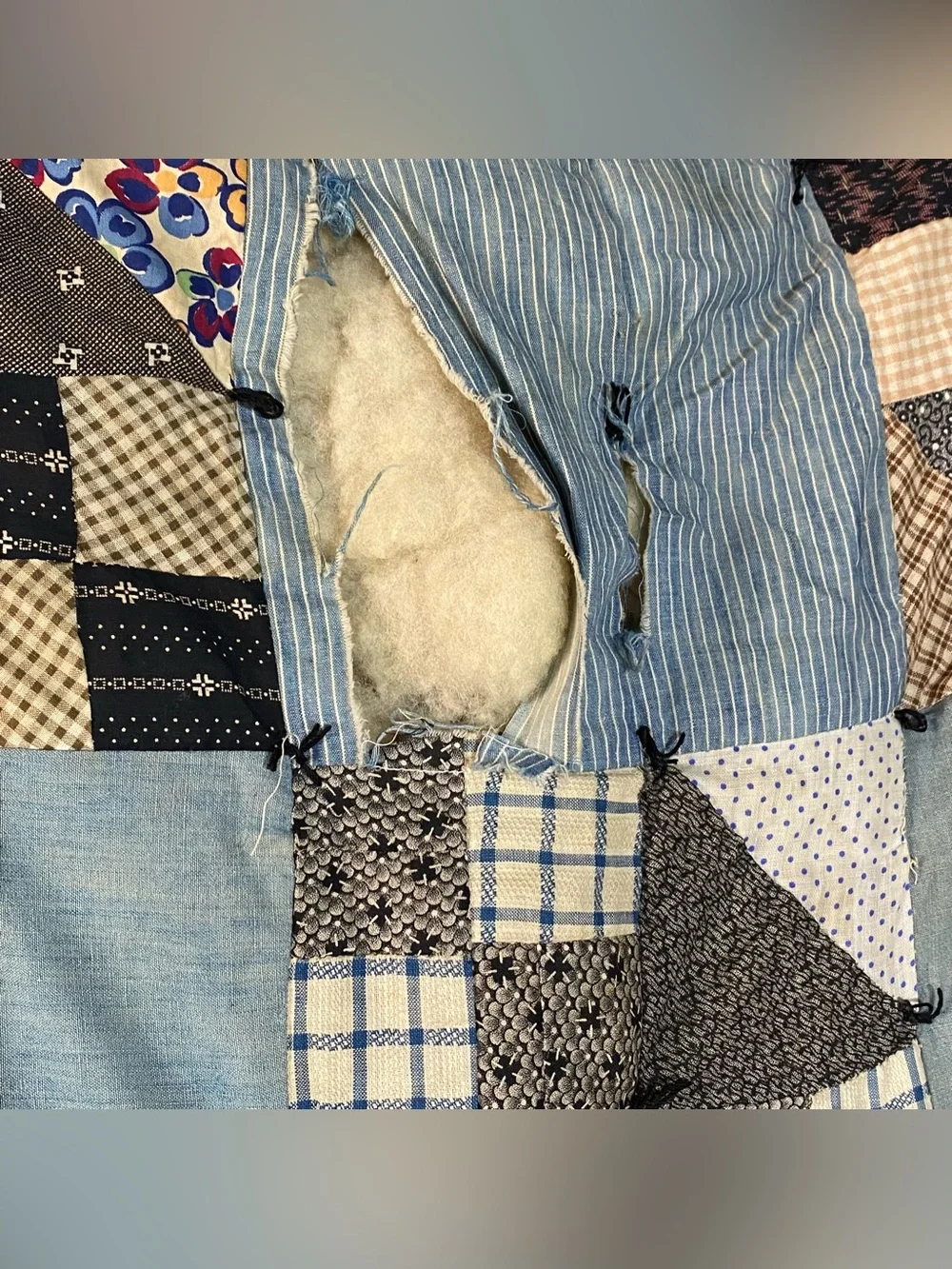 Vintage Patchwork Tie Cutter Quilt 70” x 90”